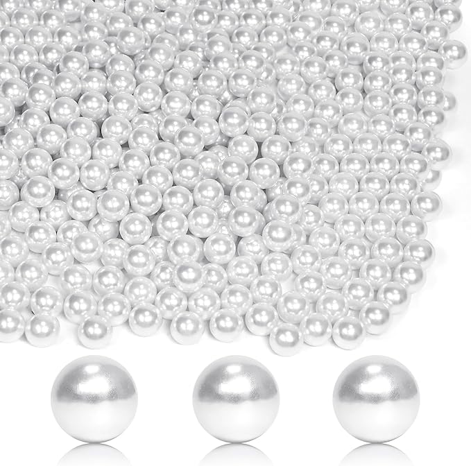 1400Pcs White Vase Filler Pearl Beads for Crafting 8mm Beads No Holes Decor Suitable for Wedding Decor, Party Decorations, Centerpiece Table Decorations