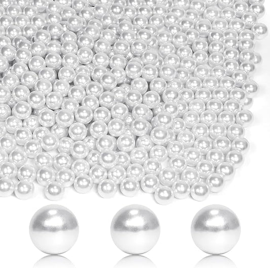 350Pcs White Vase Filler Pearl Beads for Crafting 12mm Beads No Holes Decor Suitable for Wedding Decor, Party Decorations, Centerpiece Table Decorations