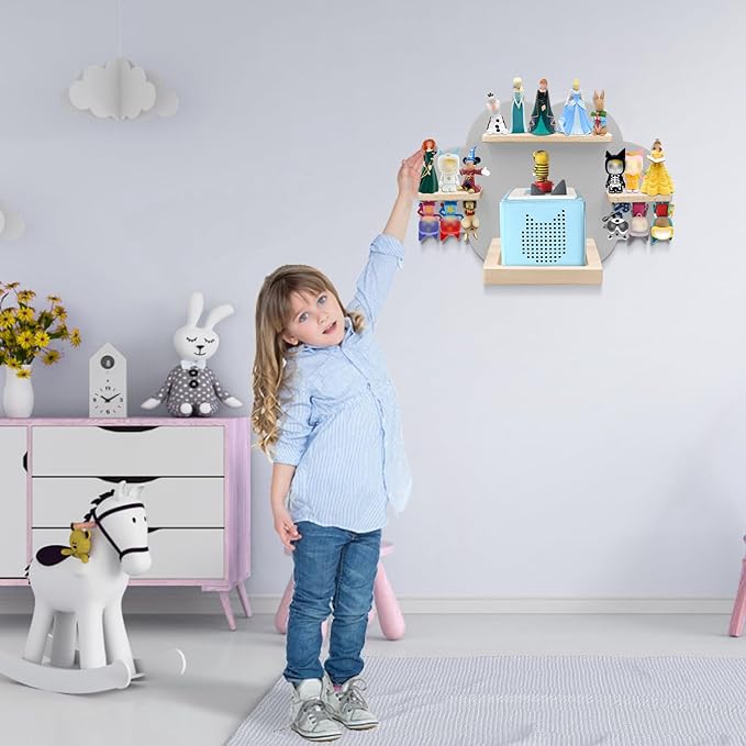 Taladad for TonieBox and Tonie Shelf Cloud,Tonies Storage for 12-20 Tonie Figures Characters Magnetic Wall Shelf for Tonies Toniebox, Charging Station (Grey)