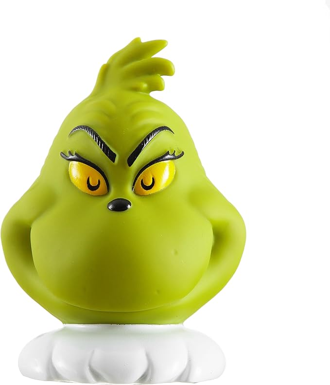 Grinch Dr.Seuss Squishy Night Light 6" Soft LED Mood Lamp for Christmas Decor, Kids Bedrooms, Collectors & Gift Giving