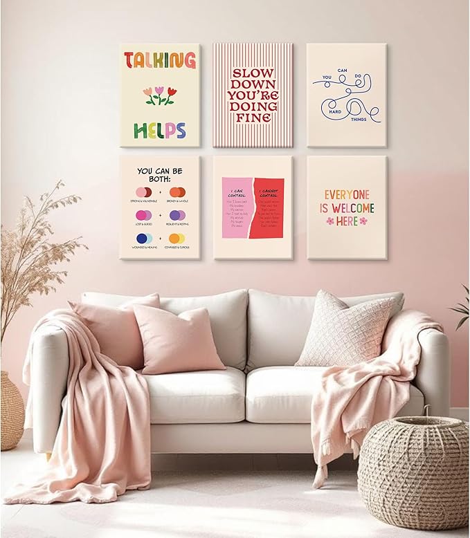 Mental Health Office Wall Decor Therapy Wall Art Mental Health Canvas Posters Motivational Inspirational Quotes Picture Boho Positive Artwork for Counseling Office Classroom 12x16x6 Inch Ready to Hang