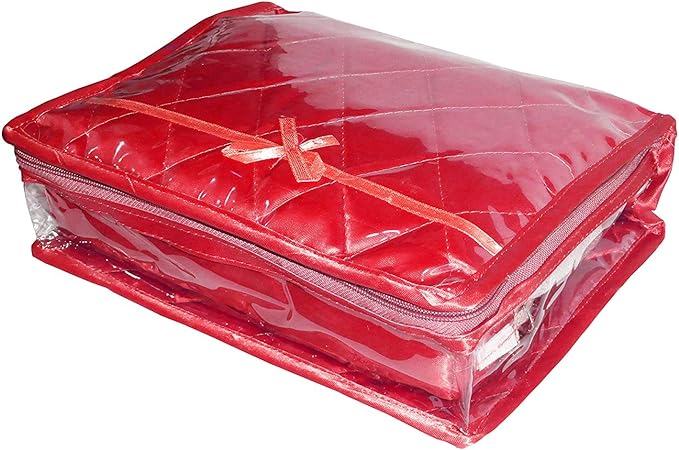 atorakushon Jewelry Travel Organizer Case Transparent Storage Zipper Locker Box Pouch for Necklaces Earrings Rings Bracelets Maroon