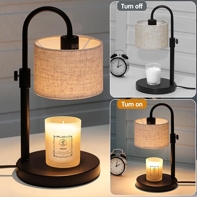 FINCMY Candle Warmer Lamp with Timer, Dimmable Candle Wax Warmer Candle Lamp Warmer with 2 Bulbs, Mothers Day Gifts Birthday Gifts for Women Bedroom Home Decor (Linen-Upgraded)