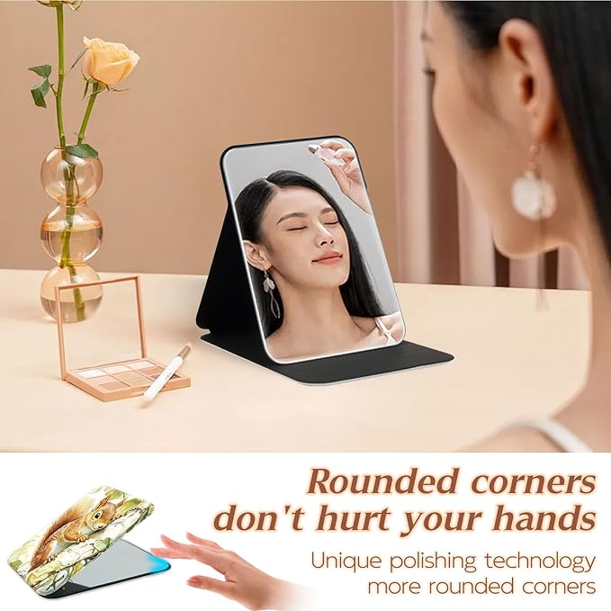 Travel Jewelry Case with Compact Mirror, Cute Little Squirrel Exquisite PU Leather Jewelry Boxes for Women, Best Gifts for People Who Travel - Dainty Jewelry Organizer