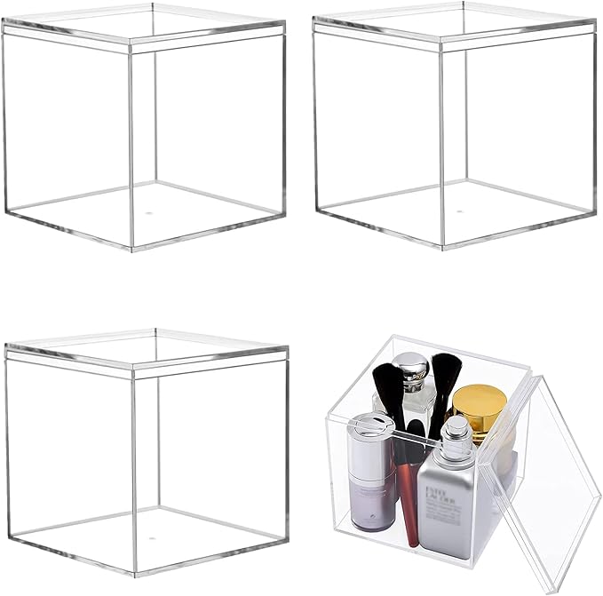 KissYou Acrylic Box Clear Box with Lids Candy Containers Transparent Display Square Cube Acrylic Storage Box Christmas Party Decorations