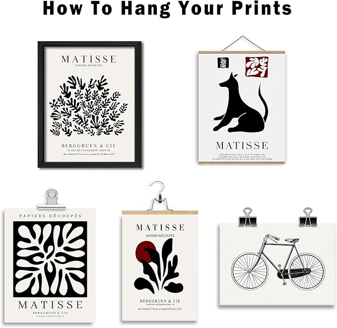 ANERZA 16 PCS Black and White Wall Art Decor, Matisse Abstract Gallery Wall Prints for Bedroom, Minimalist Posters for Living Room Aesthetic, Collage Kit Pictures, Dorm Home Decor