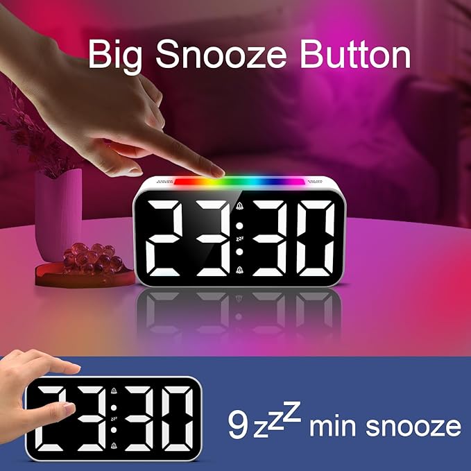 Topski Loud Alarm Clocks for Bedrooms Heavy Sleepers, Digital Bedside Clock with Night Light, Large Display, Dual Alarm, Snooze, Dimmable for Kids Teens Boys Girls