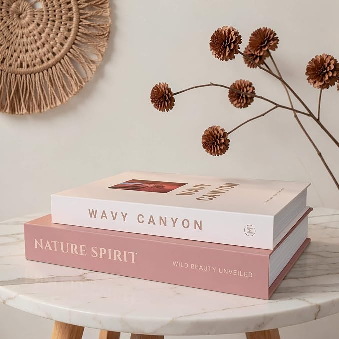 MAOBUYOU Elegant Decorative Books - Set of 2 Stylish Fake/FauxBook Boxes for Coffee Table, Bookshelf and Mantel Decor, Modern Home Aesthetic, Hidden Storage Box for Living Room, Bedroom and Office