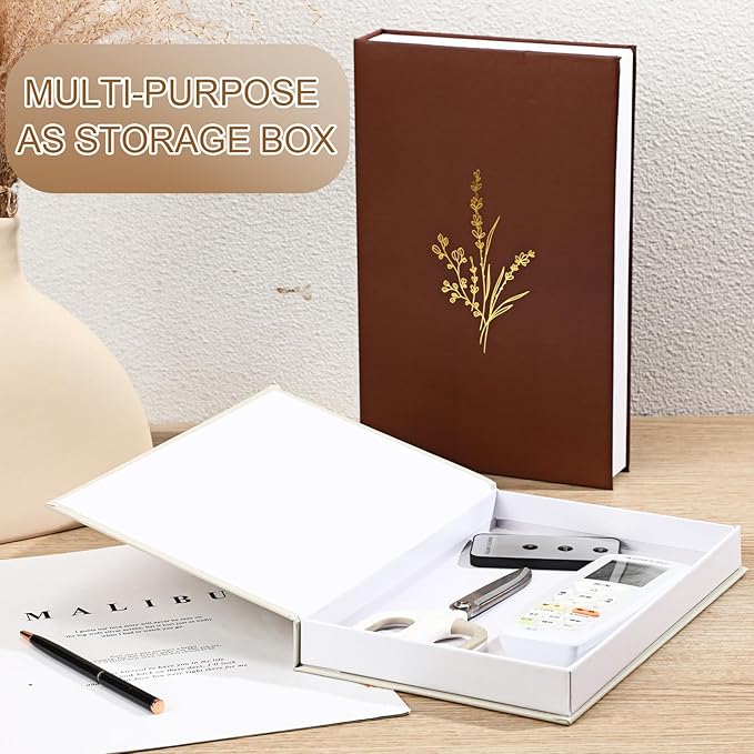 Cinnvoice Set of 2 Aesthetic Decorative Books Boxes, Faux Books Stacked for Decoration for Coffee Tables Modern Home Bookshelves Decor, Fake Fashion Photo Storage Boxes(Beige Terracotta)