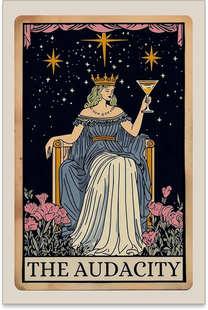 WIUHIO Fun Tarot Canvas Wall Art Feminist Aesthetic Poster Vintage Whimsical Witchy Prints Trendy Funny Quote Wall Decor for Bedroom Wall Decor 16X24 inch Unframed