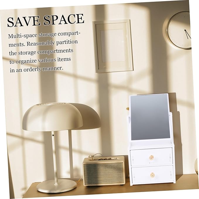 Beaupretty Stackable Makeup Organizer Multifunctional Makeup Mirror Storage Box Sturdy Base Safe Mirror for Dressing