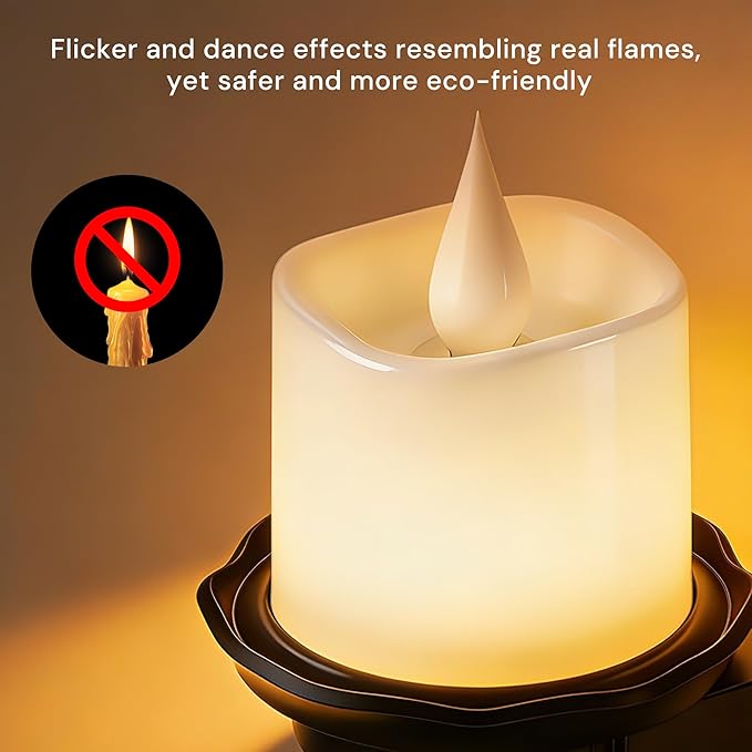 L LOHAS LED Flameless Candle Night Light, Flicker Night Lights Plug into Wall 2 Pack, Amber Candle Nightlight with Light Sensor, 0-100LM Dimmable LED Flickering Nightlights for Kids Hallway Bathroom
