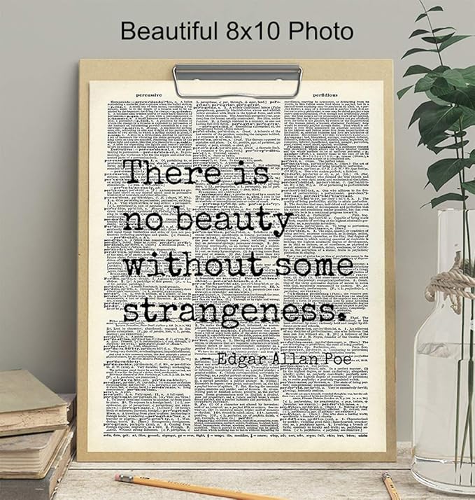 Edgar Allan Poe Quote 8x10 Dictionary Art Wall Decor Picture - Upcycled Vintage Retro Decoration for Home, Office, Apartment, Living Room, Bedroom, Bathroom - Gift for Poetry Fans