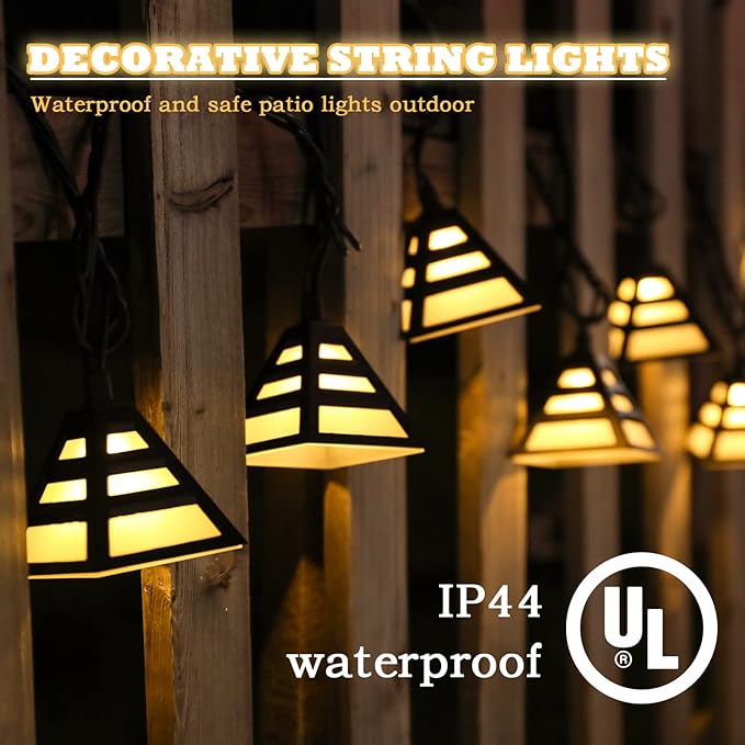 Vigdur Ramadan Lantern String Lights - 10 LEDs Eid Mubark Ramadan String Lights Connectable Waterproof，Ramadan Decoration Lights for Patio Garden Backyard Camping Party