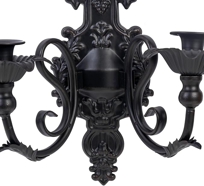 Candle Sconce(Set of 2)-Metal Gothic Wall Decorations-Rustic Home Decor-Black Wall Candle Sconces,Dark Academia Decor