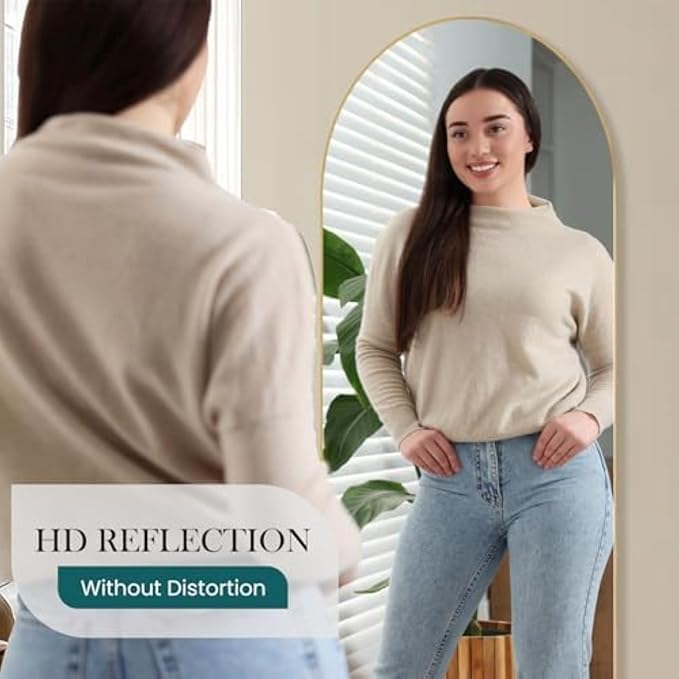 NEWBULIG Full Length Mirror, Full Body Floor Mirror with Aluminum Alloy Thin Frame, Wall or Standing Mirror for Bedroom, Living Room, Dressing Room