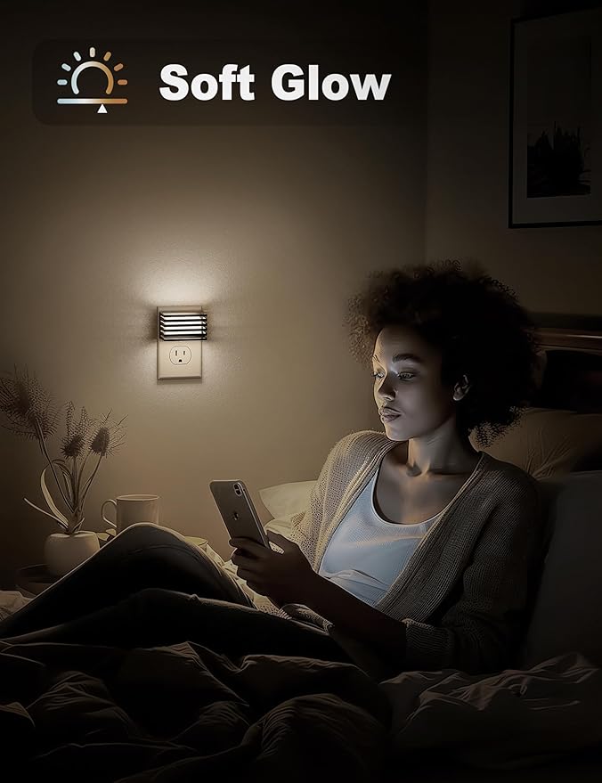 JandCase LED Night Light, [2 Pack] Night Lights Plug into Wall with Dusk to Dawn Sensor, Dimmable Plug in Night Light, Adjustable Brightness, 5000K Daylight White Nightlight for Bathroom Hallway