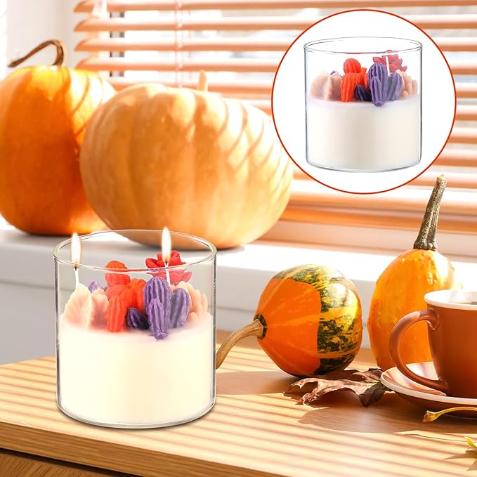 Tondiamo Fall Pumpkin Candle Gift, Thanksgiving 3.15 Inch Scented Decorative Pumpkin Succulent Cactus Terrarium for Autumn Halloween Party Favors Home Decoration Gifts