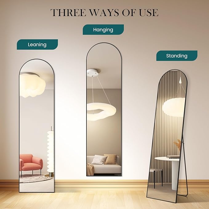 NEWBULIG Full Length Mirror, Full Body Floor Mirror with Aluminum Alloy Thin Frame, Wall or Standing Mirror for Bedroom, Living Room, Dressing Room