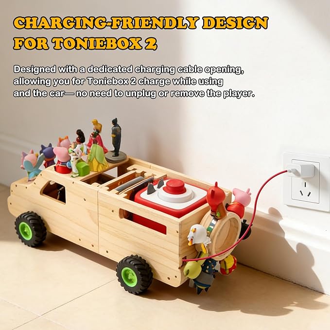 Storage for Toniebox 2 and Toniebox 1 Tonie Figures Characters Shelf,Magnetic Organizer for 30+ Figures, Tonieplay Games & Controller, Wooden Magnetic Shelf for Kids