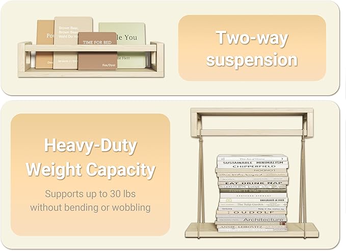 TidyCorner Sturdy Floating Shelves – Set of 3 Wall Bookshelves and Nursery Floating Shelves for Books, Toys, Kitchen, Bathroom, and Home Decor – Natural Poplar