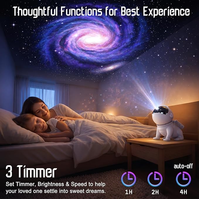 Upgraded Planetarium Projector with White Noise & Bluetooth Speaker, Astronaut Space Light Galaxy Projector for Bedroom, Ceiling Star Night Lights for Kid Adult Mood Lighting with Timer, Bedroom Decor