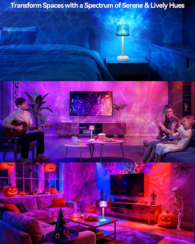 Rechargeable Shower Lamp Waterproof for Inside Shower-Bathroom Lamp Color Changing Ocean Wave Projector Light Water Proof,Shower Lighting Led Water Ripple Lights Ocean Lamps Bath Tub Relaxing
