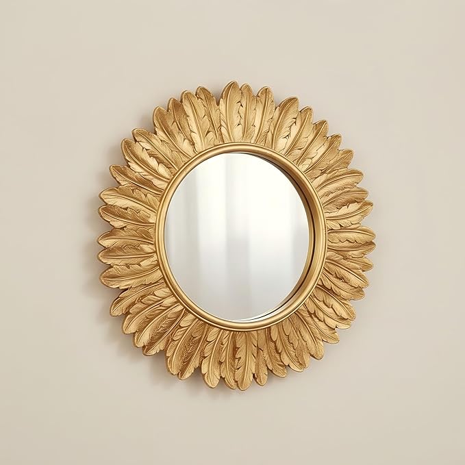 ZOROSY Gold Round Wall Mirror 12 inch - Small Wall Mirror Decorative, Boho Wall Decor for Living Room, Entryway, Bedroom,Hallway,House Warming Gifts