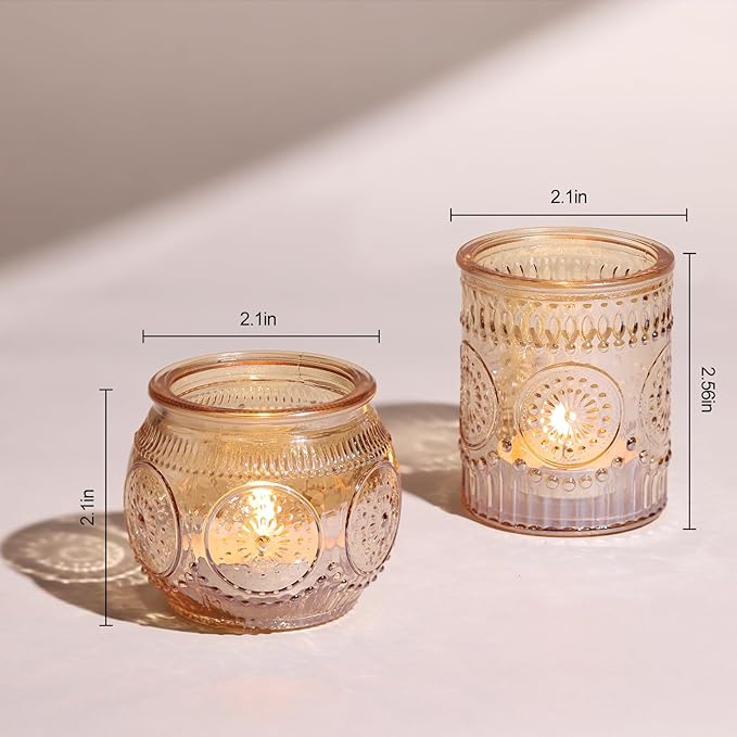 30 Pcs Assorted Gold Votive Candle Holders for Wedding Table Centerpieces, Glass Tea Lights Candle Holder for Diwali Decorations, Wedding Decorations, Vintage Boho Home Tea Party Decor,