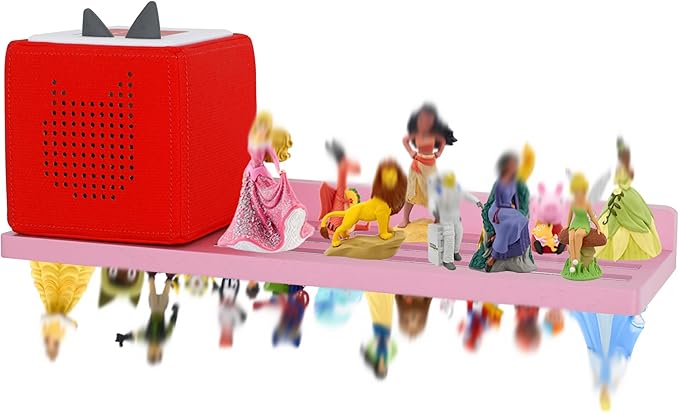 PHOENANCEE for Tonies Shelf Magnetic,for Toniebox Figures Storage Display Shelf 30-36 Character,Wall Floating Shelves Wooden,Compatible Charging Station for Children Kid's Room,Oak,1 Tier