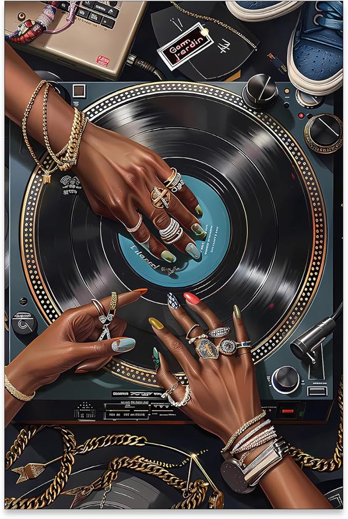 rumlud Black Woman Music Canvas Poster y2k Song Record Wall Art Vintage Urban Feminine Aesthetic Prints for Bar Bedroom Gallery Wall Decor 24X36 inch Unframed