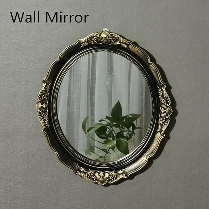 YAMFURGA Decorative Mirrors Tray, Hanging Wall Mirror, Vintage Multi-Functional Display Tray, Jewelry Trays, Vanity Trays, Serving Trays,13" W x 15" L, Golden Black
