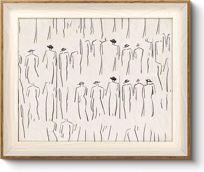 VIYYIEA Framed Wall Art for Living Room, Sketch Canvas Prints, Minimalist Home Decor, Abstract Painting Picture, Bathroom Wall Decor Gifts for Friends or Family - 12L x 10W