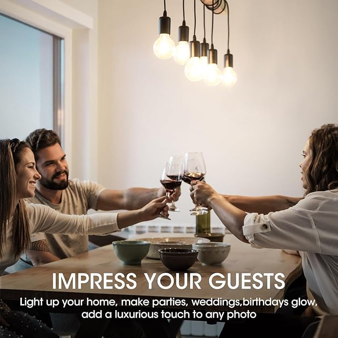 Gozelux LED Edison Light Bulbs, 60W Equivalent Incandescent Edison Bulbs, Efficient 6W ST58, E26 Medium Base, Dimmable, 750 Lumens, 4000K, Cool White, 90+ CRI, Clear - 24 Count (Pack of 1)