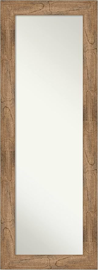 Amanti Art Brown Full Length Mirror for Door, 54x20 Owl Brown Tall Wall Mirror Full Length, Mounted to Door or Closet Wall with no Visible Brackets, Country Rustic Wood Frame, Bedroom Decor