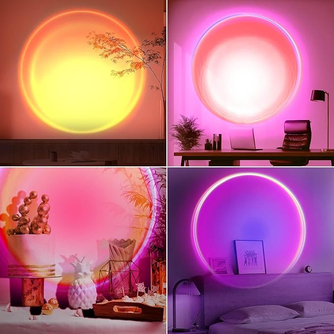 Sunset Lamp Projection, Sunset Night Light Rainbow Projector 180° 16 Color Changing 4 Modes, Vlog, Photography, Decorative, Party Decor, Gift for Women(16 Color) (red) (red)