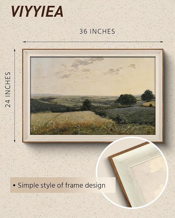 VIYYIEA Framed Canvas Wall Art, Landscape Wall Art for Living Room, Vintage Natural Oil Painting Picture, Beautiful Scenery Home Decor, Bathroom Wall Decor -【Summer Landscape】-(24"x36")