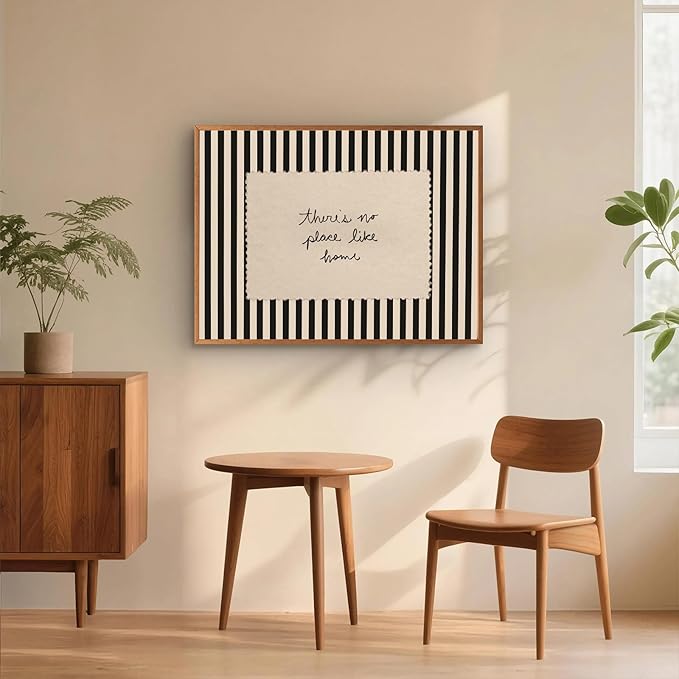 Vintage Canvas Wall Art Vintage Striped Canvas Posters There's No Place Like Home Quotes Wall Art Minimalist Home Poster Decor Couple Loving Prints Painting For Living Room Bedroom Decor, Unframed