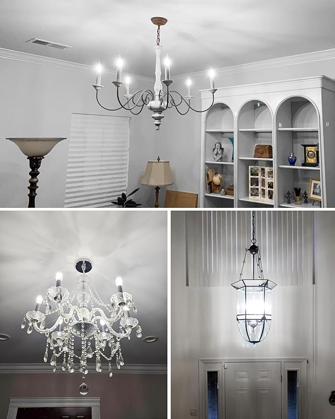 CYLYT E12 Chandelier Bulb 60 watt Equivalent, Dimmable LED Candelabra Light Bulbs 6W,5000K Daylight 650 Lumen Lightbulbs, CA11, UL Listed, Pack of 12