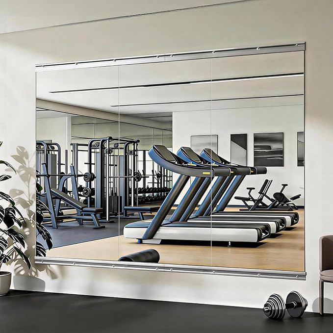 VooBang Home Gym Mirror - 3 PCS 30×56 inches, Large Frameless Wall Mounted Full Length Body Mirror for Dancing Studio, Exercise, Fineness, Yoga, Tempered Glass
