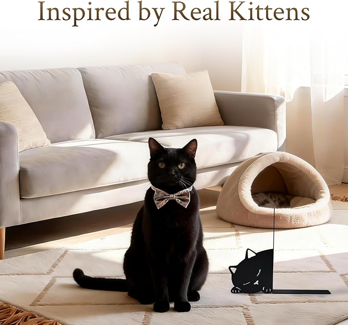 BEISE Cat Bookends for Shelves & Desk, Decorative Metal Bookend, Cute Black Kitties Book Organizer for Bookshelf Decor, Home Office Decor, Unique Book Lover Gift Set, Unusual Gifts for Cat Lovers