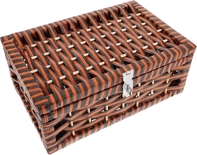 PRETYZOOM Woven Storage Bin Lid Pretty Box for Makeup Rustic Decorative Organizer Random Style