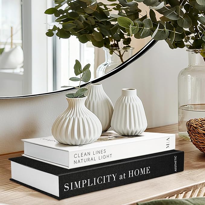 Modern Decorative Books for Home Coffee Table Decor - Fake Books Storage Box for Decoration - Set of 2 Faux Book Photo Storage Keepsake Box for Room Bookshelf Decor, Black