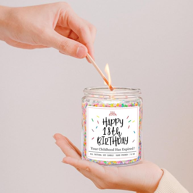 Homsolver 18th Birthday Gifts for Girls Boys, Vanilla Scent Ideas 18th Birthday Candles for Sister, Daughter, Best Friends, Handmade Aromatherapy with 50+ Hour Burn Time, Funny Birthday Decorations