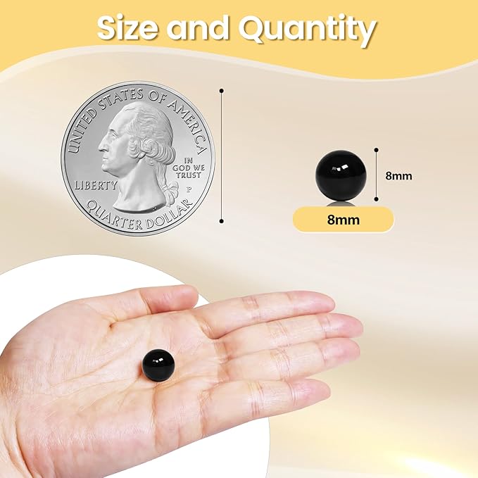 1400Pcs Black Vase Filler Pearl Beads for Crafting 8mm Beads No Holes Decor Suitable for Wedding Decor, Party Decorations, Centerpiece Table Decorations