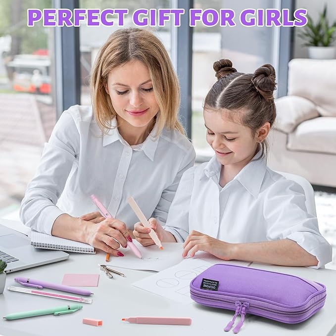 Big Capacity Pen Case Large Storage Pen Pouch Aesthetic, Office Pen Marker Case Simple Sturdy Multifunctional Bag Organizer for Man Women(Purple)
