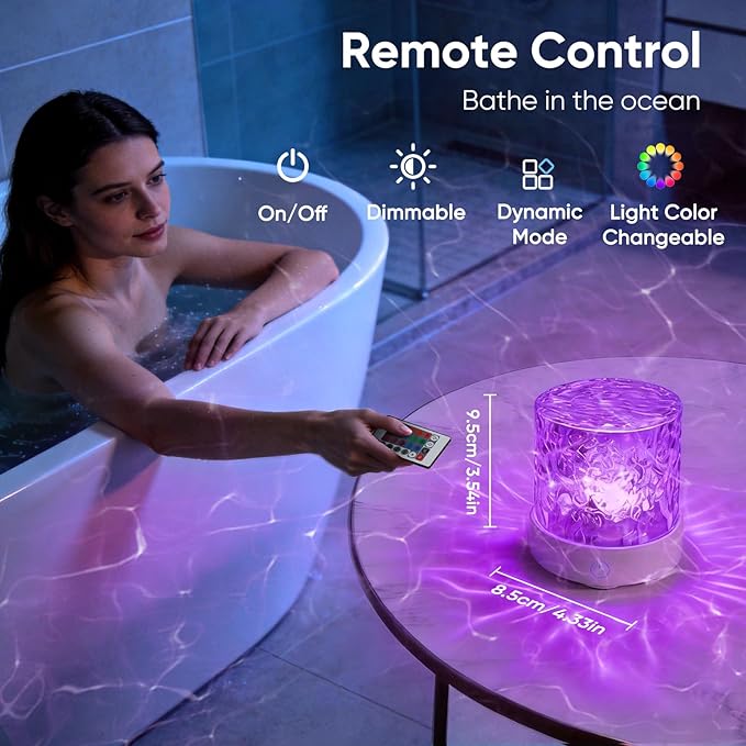 YXQUA Northern Lights Ocean Wave Projector Light, Galaxy Light Projector, 16 Colors Gradual Rotating Water Ripple Ambient Light Non-Wood, Aurora Projector for Sleeping, Home Theater, Party (Charge)