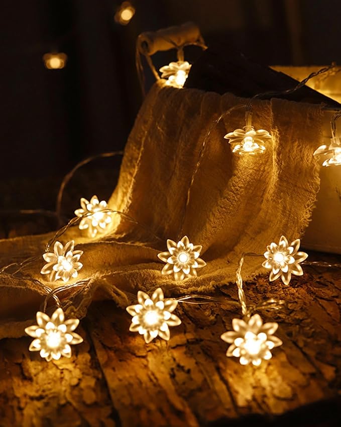 JOLYMOLY 59 Ft 100 LED Flower Fairy Lights with Remote Timer, Plug in Connectable Twinkle Lights with Soft Flowers for Bedroom Wedding Dorm Indoor Outdoor Decor, Warm White
