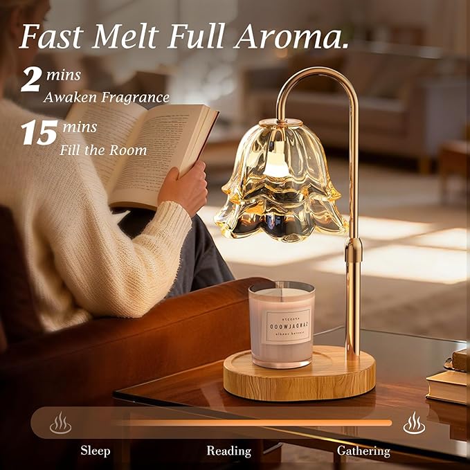 BYART Candle Warmer Lamp with Timer Dimmable, Adjustable Height Wax Melts Warmer for Jar Candles, Birthday Mothers Day Gifts for Women Mom, House Warming Gifts New Home Decor