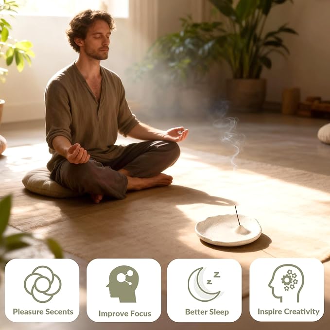 Home Ceramic incense sticks holder,Incense Holder Base for Sticks with 1 Hole (3mm),Well-designed Handmade inscents-sticks holder for Meditation Yoga Spa Room Decor,Table Decor,Gift Home Decor (White)